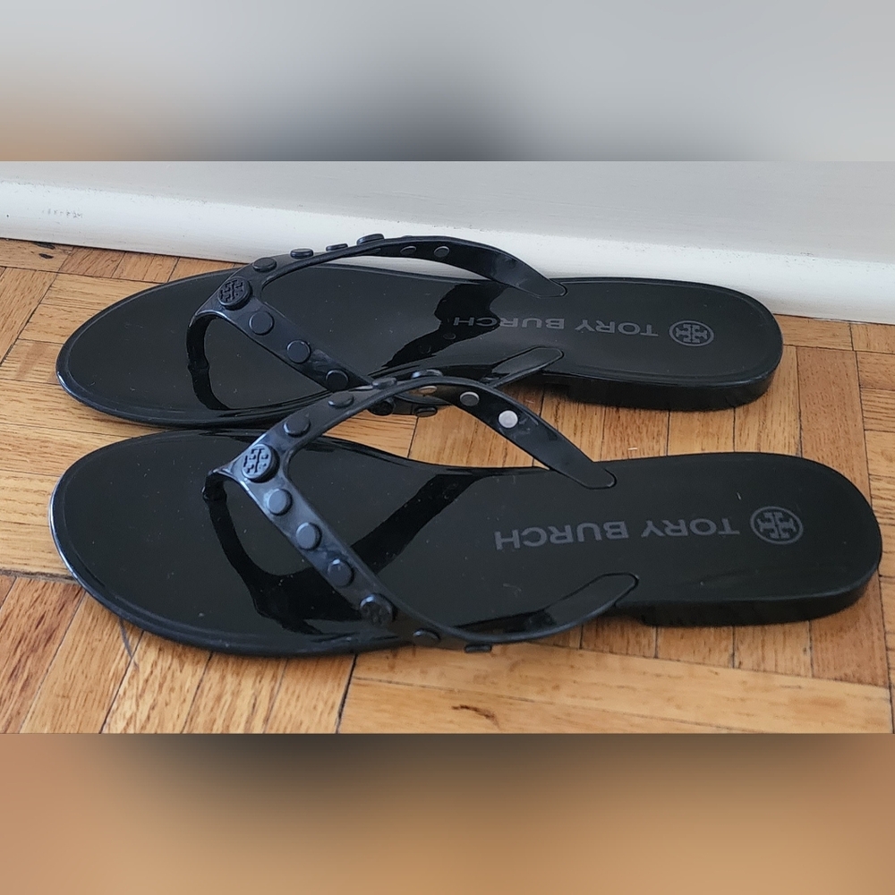 Brand New Never Been Worn Tory Burch Jelly Studded Black Sandals